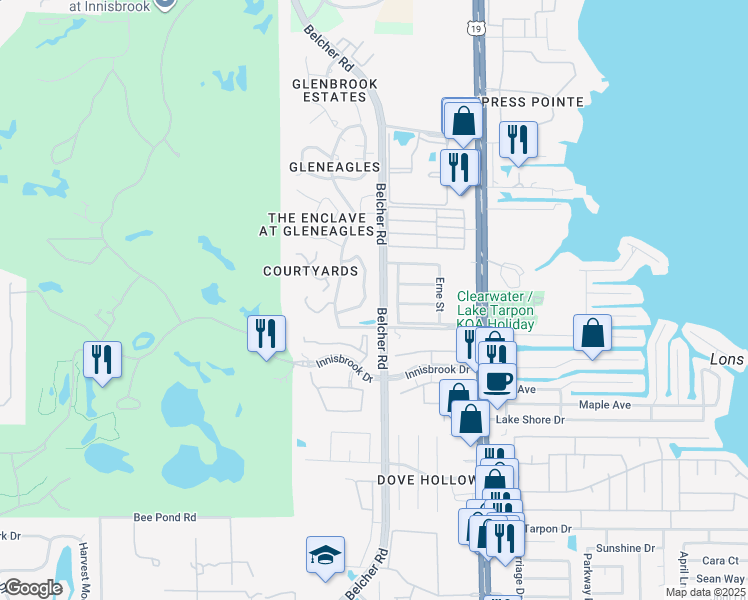 map of restaurants, bars, coffee shops, grocery stores, and more near 403 Old Mill Pond Road in Palm Harbor