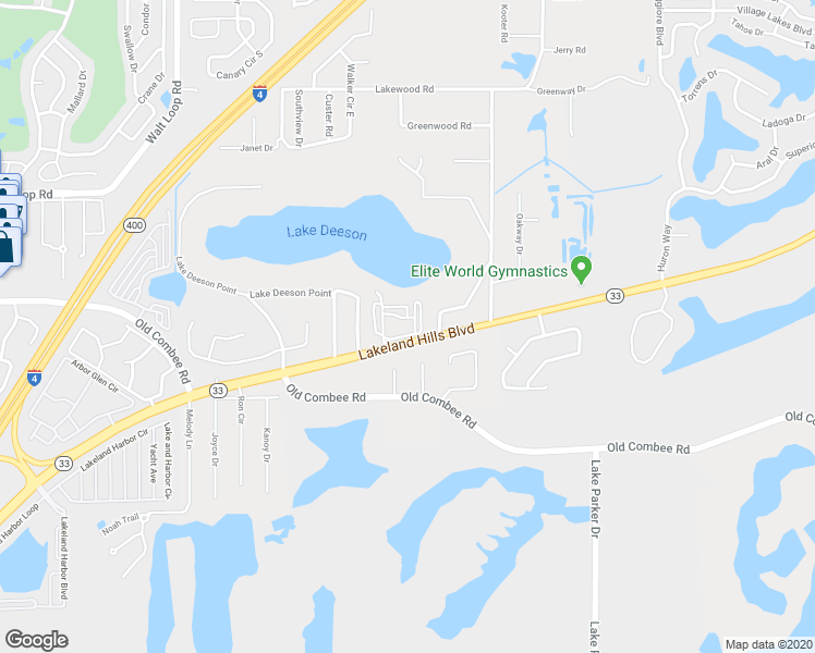 map of restaurants, bars, coffee shops, grocery stores, and more near 5210 Florida 33 in Lakeland