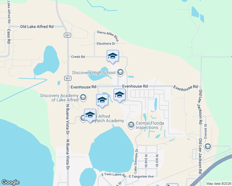 map of restaurants, bars, coffee shops, grocery stores, and more near 1385 Cypress Ridge Loop in Lake Alfred