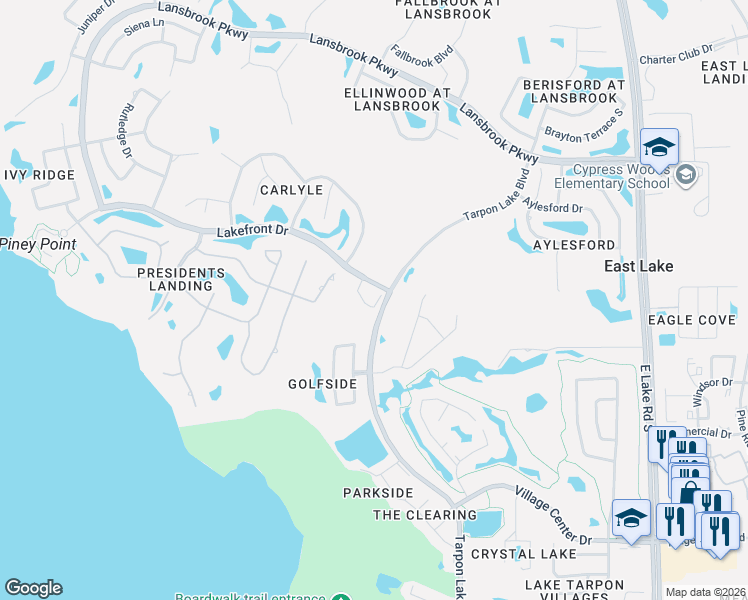 map of restaurants, bars, coffee shops, grocery stores, and more near 4267 Preserve Place in Palm Harbor