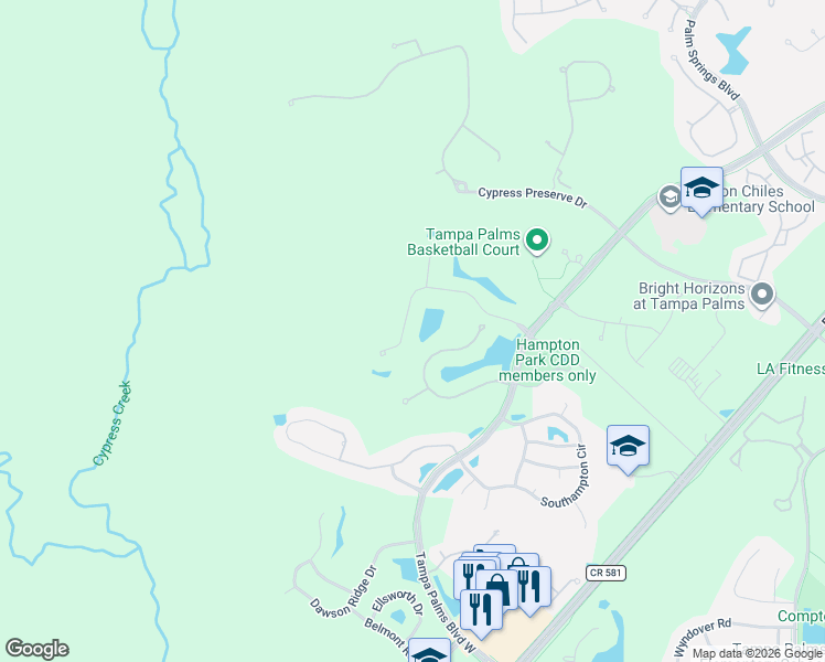 map of restaurants, bars, coffee shops, grocery stores, and more near 4921 Ebensburg Drive in Tampa