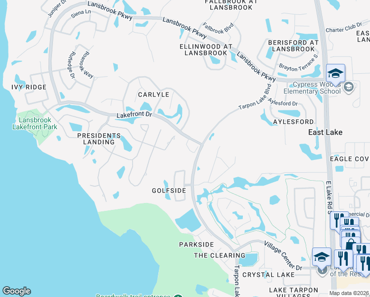 map of restaurants, bars, coffee shops, grocery stores, and more near 4210 Preserve Place in Palm Harbor