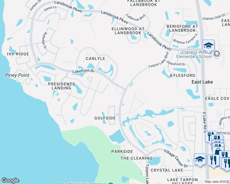 map of restaurants, bars, coffee shops, grocery stores, and more near 4210 Preserve Place in Palm Harbor