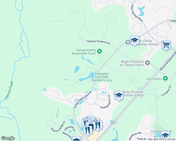 map of restaurants, bars, coffee shops, grocery stores, and more near 5099 Wesley Drive in Tampa