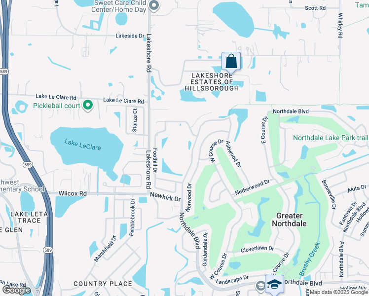 map of restaurants, bars, coffee shops, grocery stores, and more near 4902 Dewey Rose Court in Tampa