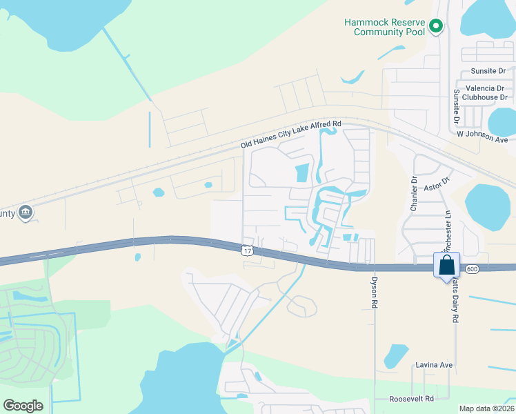 map of restaurants, bars, coffee shops, grocery stores, and more near 4070 Barbara Avenue in Haines City