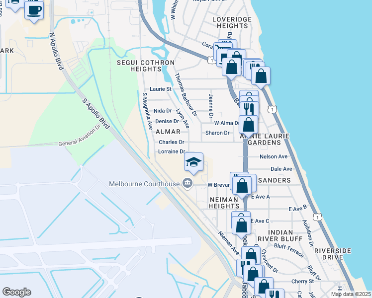 map of restaurants, bars, coffee shops, grocery stores, and more near 177 Lynn Avenue in Melbourne