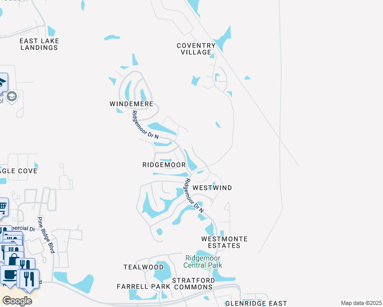 map of restaurants, bars, coffee shops, grocery stores, and more near 4052 Wellington Parkway in Palm Harbor