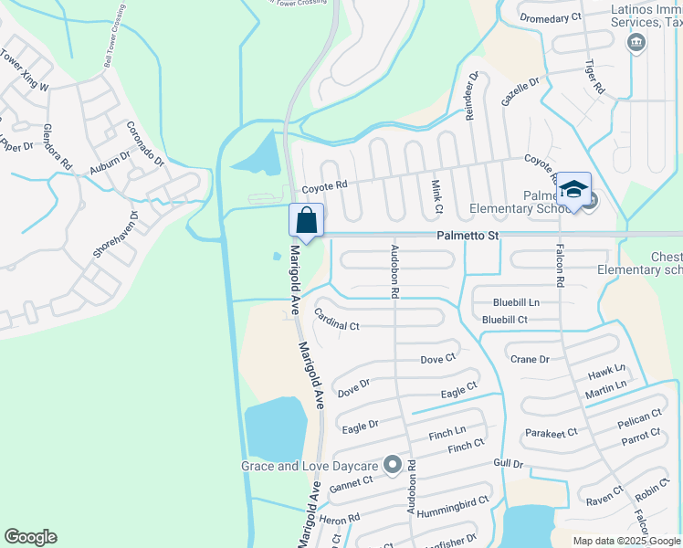 map of restaurants, bars, coffee shops, grocery stores, and more near 427 Albatross Court in Kissimmee