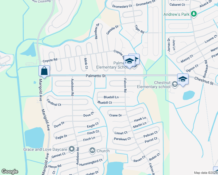 map of restaurants, bars, coffee shops, grocery stores, and more near 627 Bittern Court in Poinciana