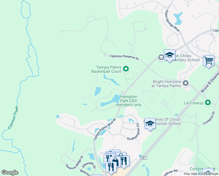 map of restaurants, bars, coffee shops, grocery stores, and more near 5099 Wesley Drive in Tampa