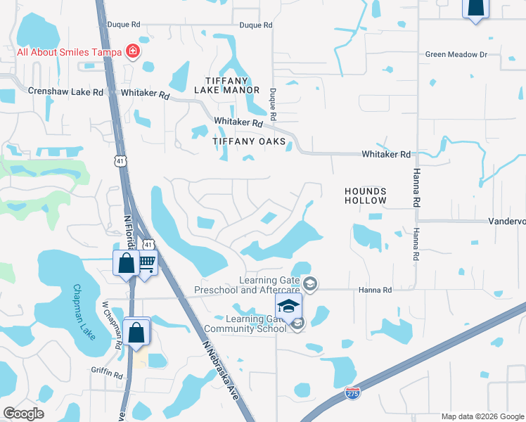map of restaurants, bars, coffee shops, grocery stores, and more near 16711 Longleat Drive in Lutz