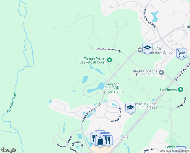 map of restaurants, bars, coffee shops, grocery stores, and more near 5099 Wesley Drive in Tampa