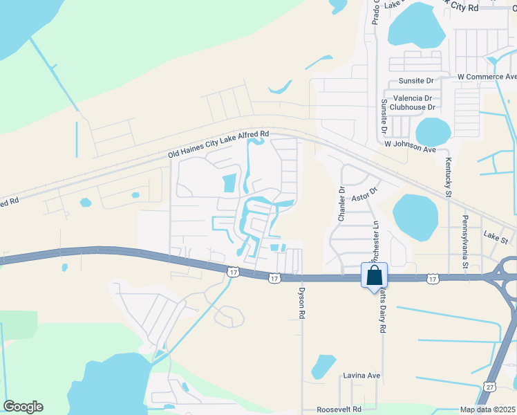 map of restaurants, bars, coffee shops, grocery stores, and more near 252 King Sago Drive in Haines City