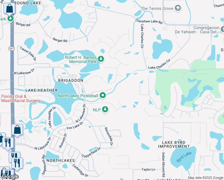 map of restaurants, bars, coffee shops, grocery stores, and more near 2802 Grand Kemerton Place in Tampa
