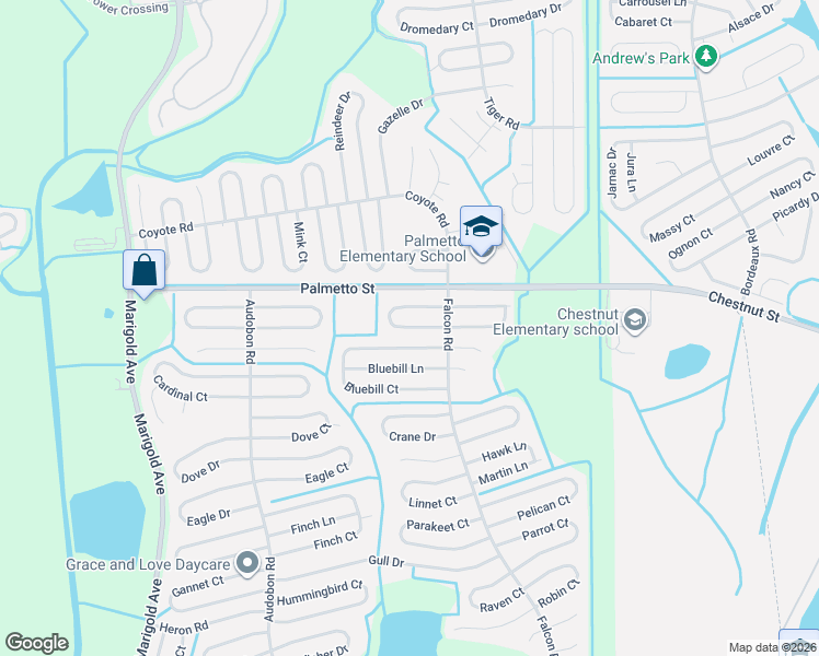 map of restaurants, bars, coffee shops, grocery stores, and more near 611 Bluebill Court in Poinciana