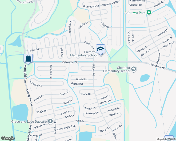 map of restaurants, bars, coffee shops, grocery stores, and more near 611 Bluebill Court in Poinciana