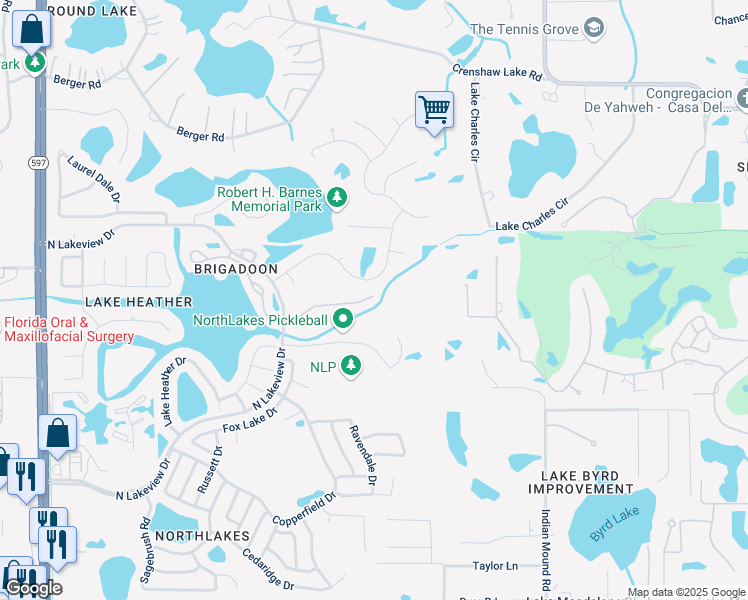 map of restaurants, bars, coffee shops, grocery stores, and more near 2802 Grand Kemerton Place in Tampa