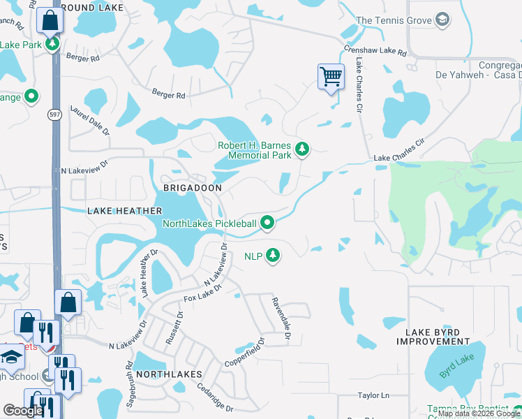 map of restaurants, bars, coffee shops, grocery stores, and more near 2508 North Lakeview Drive in Tampa