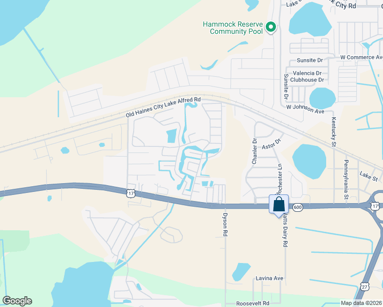 map of restaurants, bars, coffee shops, grocery stores, and more near 252 King Sago Drive in Haines City