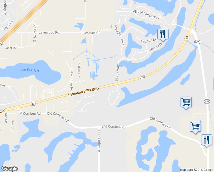 map of restaurants, bars, coffee shops, grocery stores, and more near 5445 Rte 33 in Lakeland