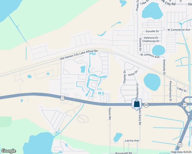 map of restaurants, bars, coffee shops, grocery stores, and more near 252 King Sago Drive in Haines City