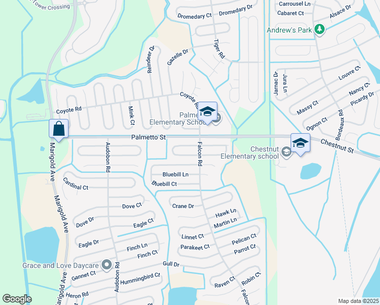 map of restaurants, bars, coffee shops, grocery stores, and more near 611 Bluebill Court in Poinciana