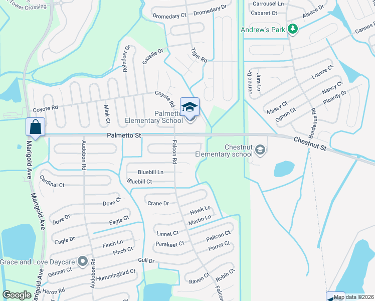 map of restaurants, bars, coffee shops, grocery stores, and more near 709 Bluebill Place in Kissimmee