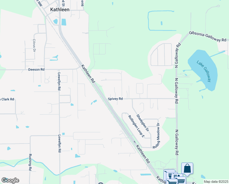 map of restaurants, bars, coffee shops, grocery stores, and more near 5335 Spivey Glen Court in Lakeland