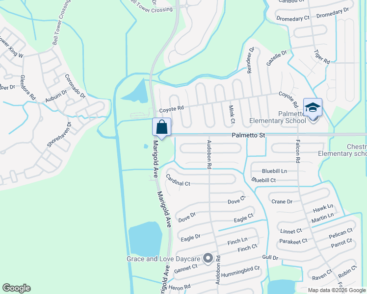 map of restaurants, bars, coffee shops, grocery stores, and more near 419 Albatross Court in Kissimmee