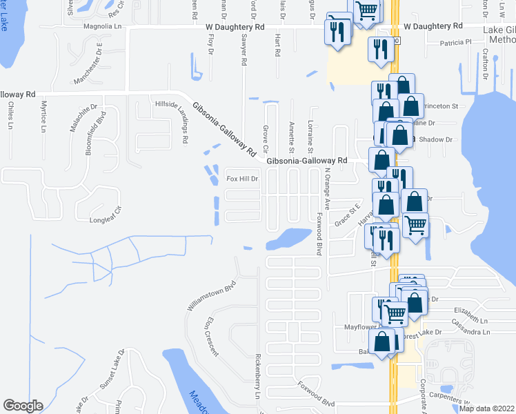 map of restaurants, bars, coffee shops, grocery stores, and more near 4930 Lochness Drive in Lakeland