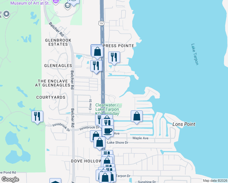 map of restaurants, bars, coffee shops, grocery stores, and more near 37323 U.S. 19 in Palm Harbor
