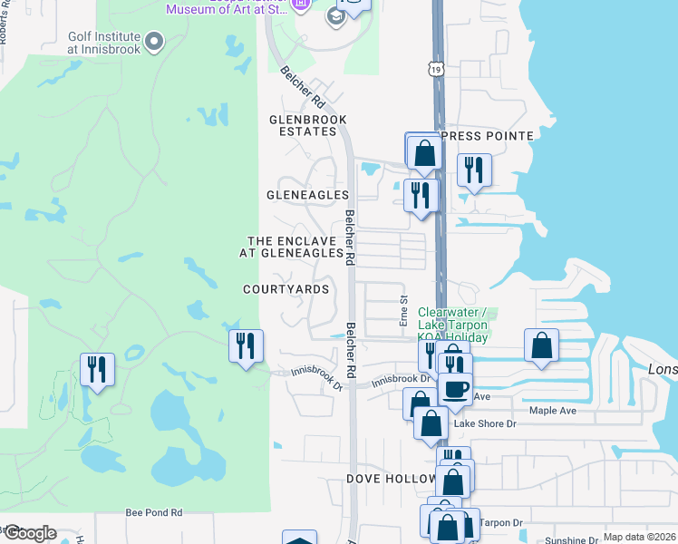 map of restaurants, bars, coffee shops, grocery stores, and more near 4152 Chesterfield Circle in Palm Harbor