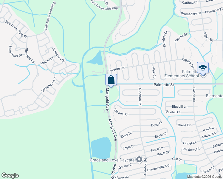 map of restaurants, bars, coffee shops, grocery stores, and more near 100 Palmetto Street in Kissimmee