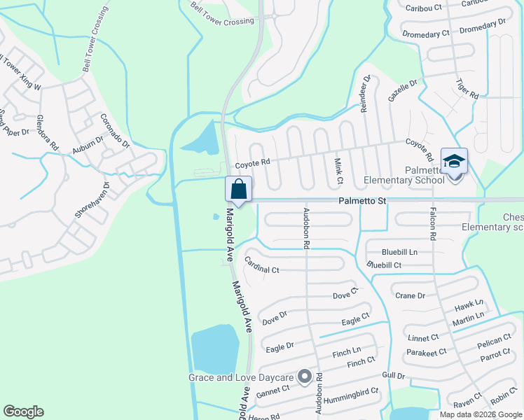 map of restaurants, bars, coffee shops, grocery stores, and more near 419 Albatross Court in Kissimmee