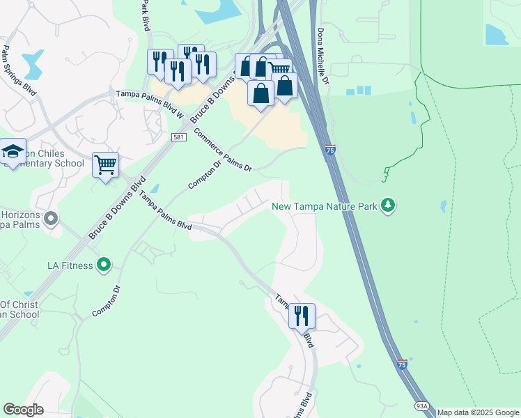 map of restaurants, bars, coffee shops, grocery stores, and more near 6263 Ashbury Palms Drive in Tampa