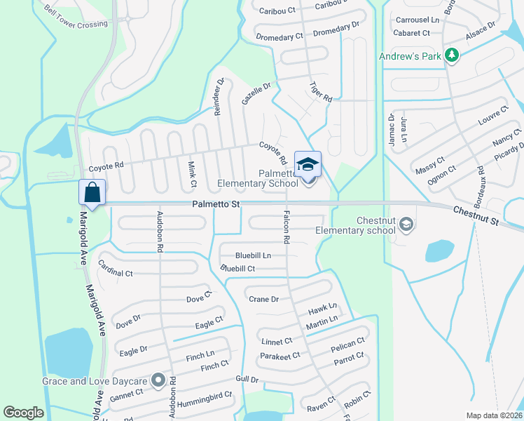 map of restaurants, bars, coffee shops, grocery stores, and more near 611 Bittern Court in Poinciana