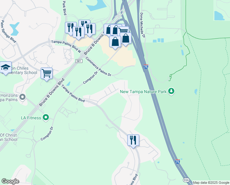 map of restaurants, bars, coffee shops, grocery stores, and more near 6269 Ashbury Palms Drive in Tampa
