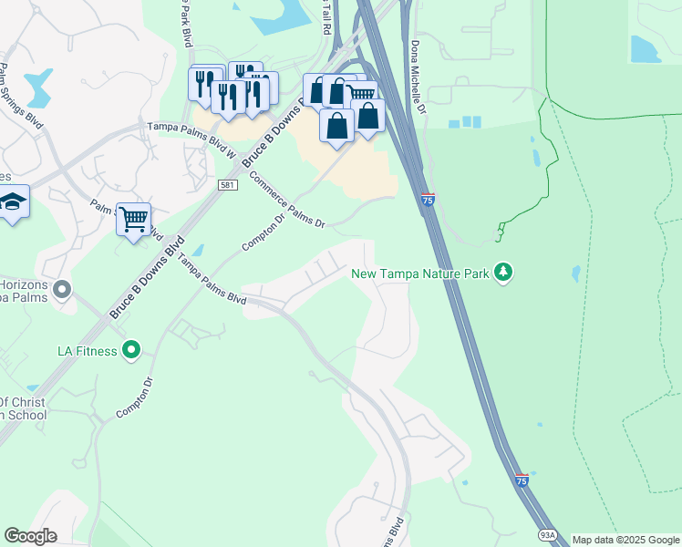 map of restaurants, bars, coffee shops, grocery stores, and more near 6269 Ashbury Palms Drive in Tampa