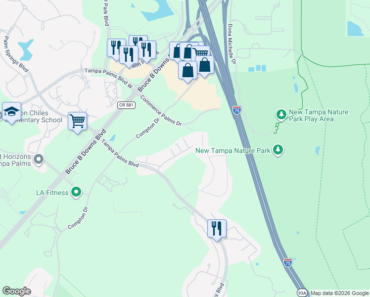 map of restaurants, bars, coffee shops, grocery stores, and more near 6269 Ashbury Palms Drive in Tampa