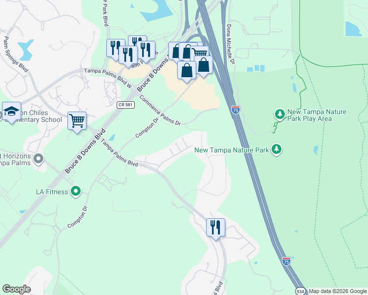 map of restaurants, bars, coffee shops, grocery stores, and more near 6269 Ashbury Palms Drive in Tampa