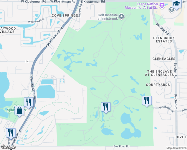 map of restaurants, bars, coffee shops, grocery stores, and more near North Cove in Palm Harbor