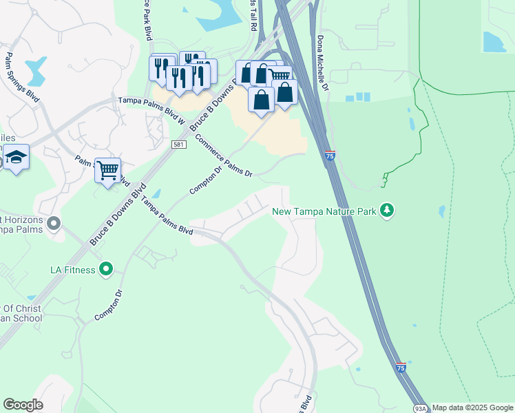 map of restaurants, bars, coffee shops, grocery stores, and more near 6269 Ashbury Palms Drive in Tampa