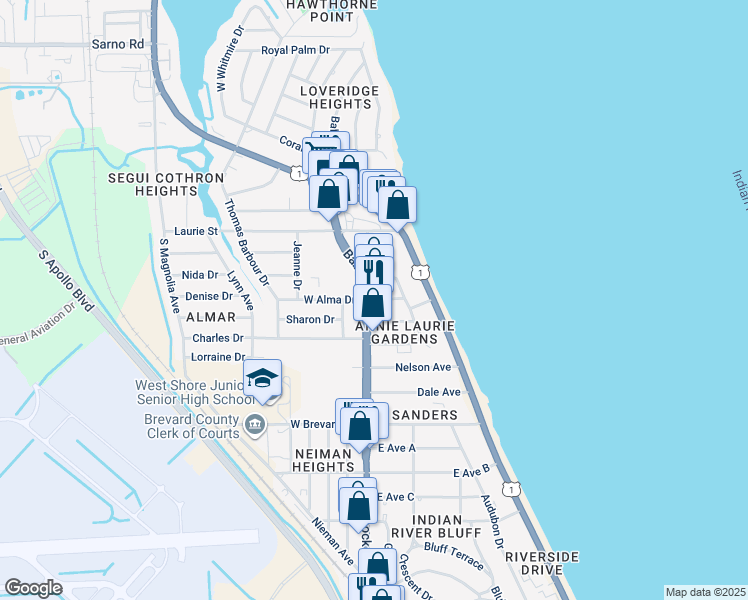 map of restaurants, bars, coffee shops, grocery stores, and more near 272 Babcock Street in Melbourne