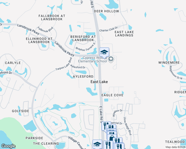 map of restaurants, bars, coffee shops, grocery stores, and more near 4206 Auston Way in Palm Harbor