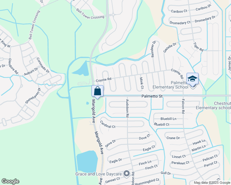 map of restaurants, bars, coffee shops, grocery stores, and more near 409 Albatross Court in Kissimmee