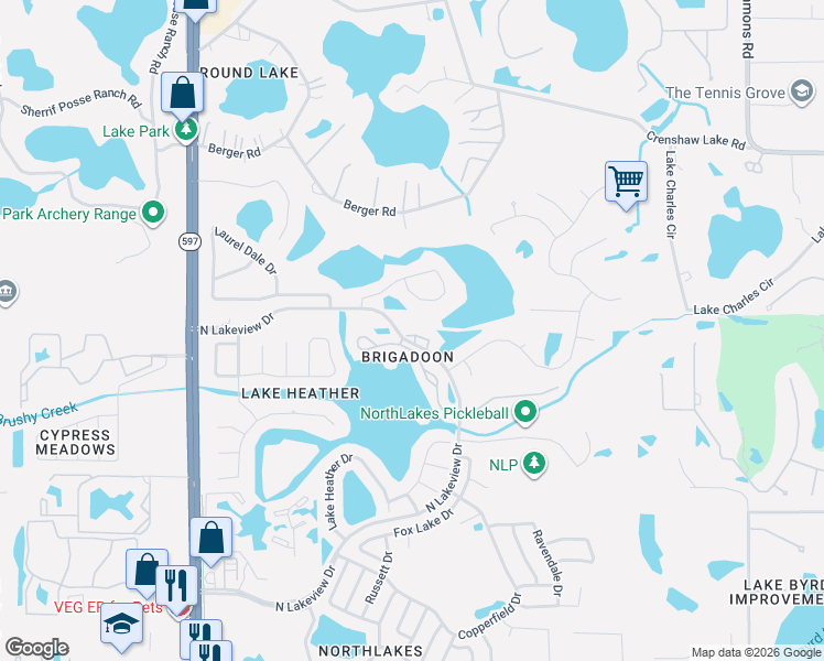 map of restaurants, bars, coffee shops, grocery stores, and more near 3107 Lakestone Drive in Tampa