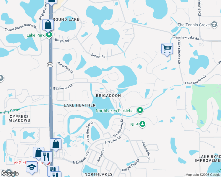 map of restaurants, bars, coffee shops, grocery stores, and more near 3107 Lakestone Drive in Tampa