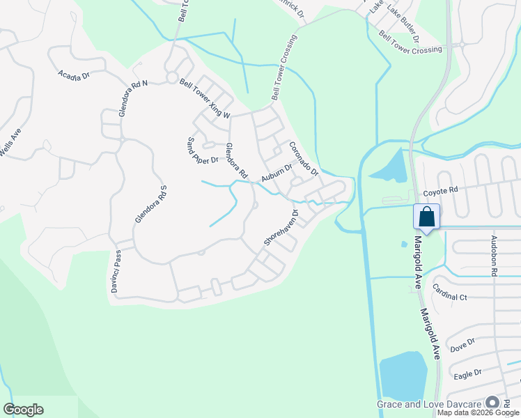map of restaurants, bars, coffee shops, grocery stores, and more near 687 Glendora Road in Kissimmee