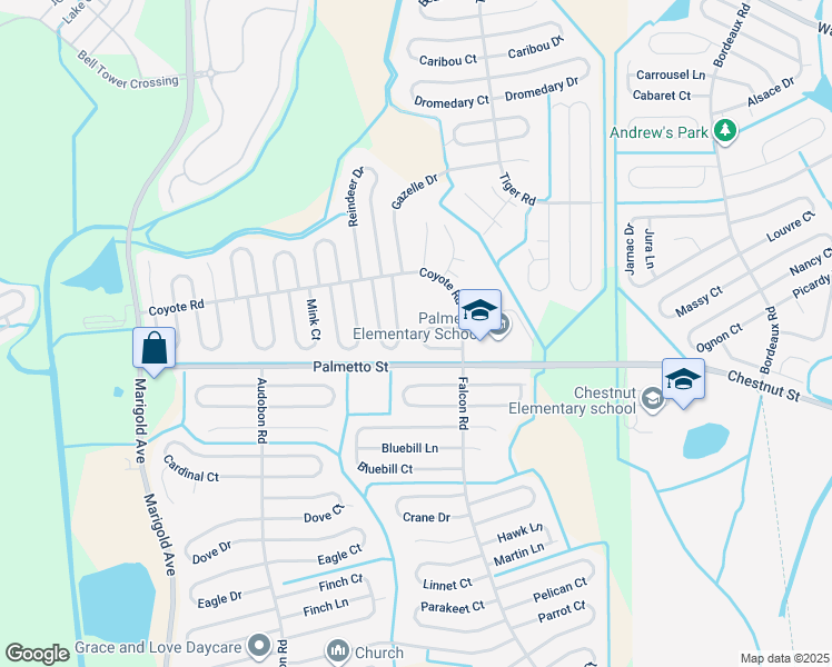 map of restaurants, bars, coffee shops, grocery stores, and more near 621 Yak Court in Poinciana